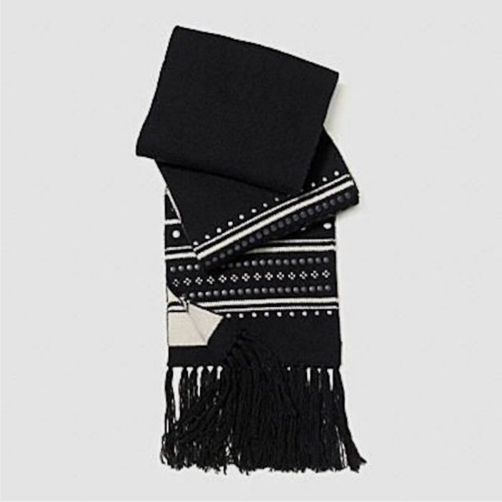 COACH Embellished Fair Isle Wool Blend Scarf